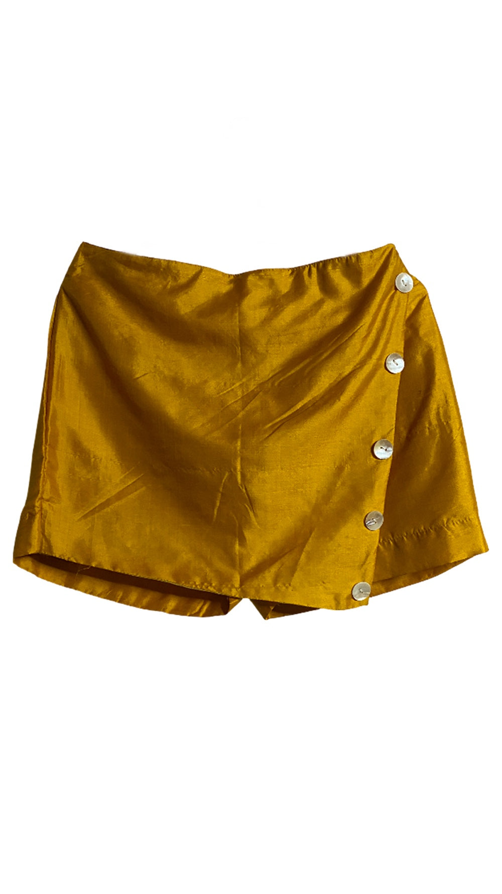 Mustard Yellow Bishnupuri Silk Skirt Pant