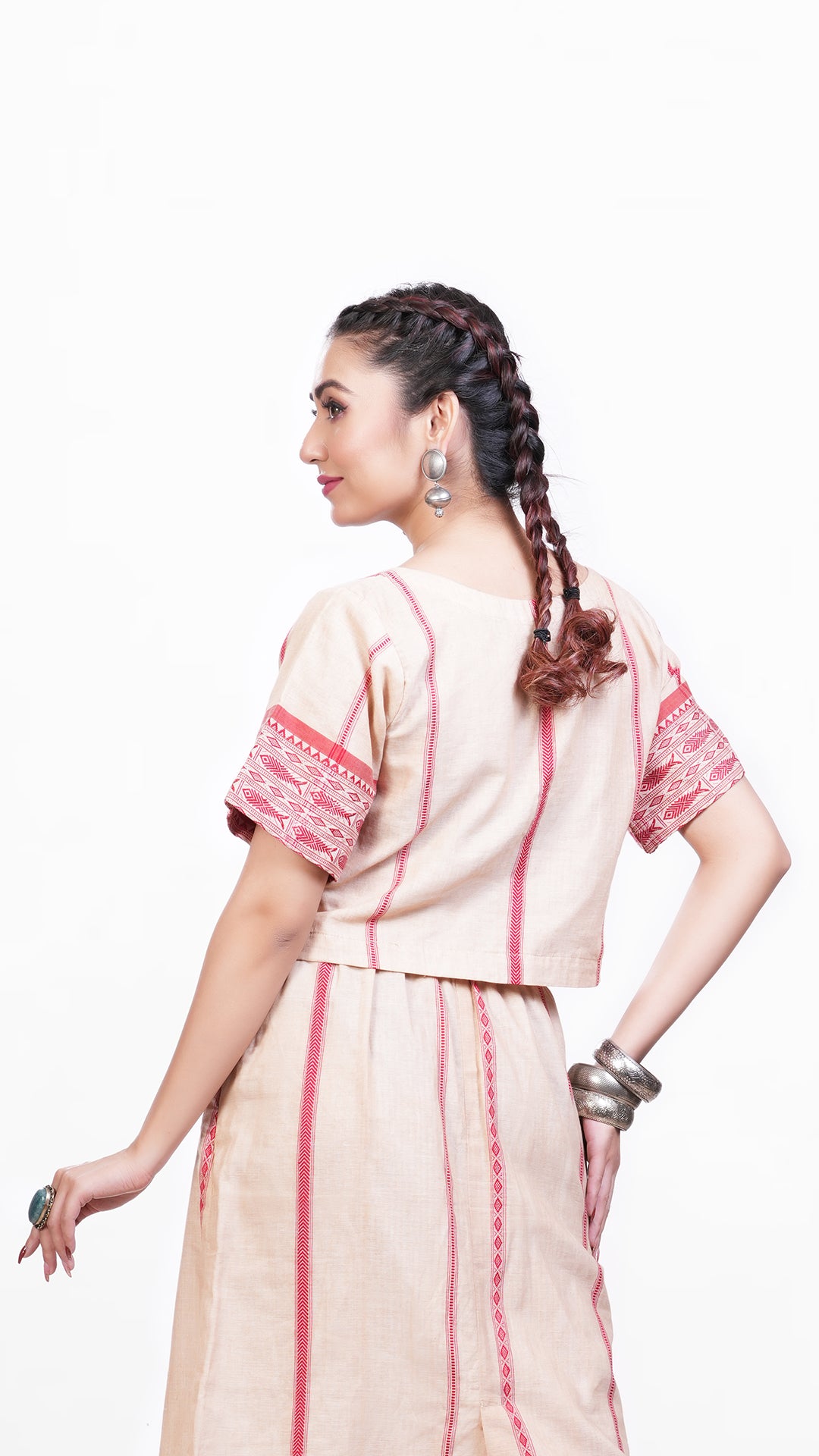 Sandel Red Pure Khadi Top Wear