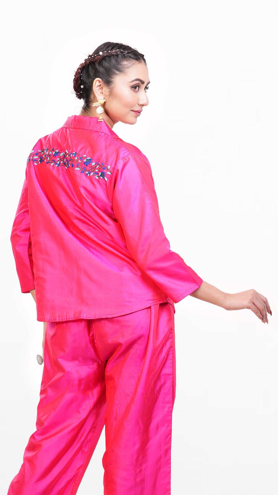 Pink Dual Toned Bangalore Silk Top Wear