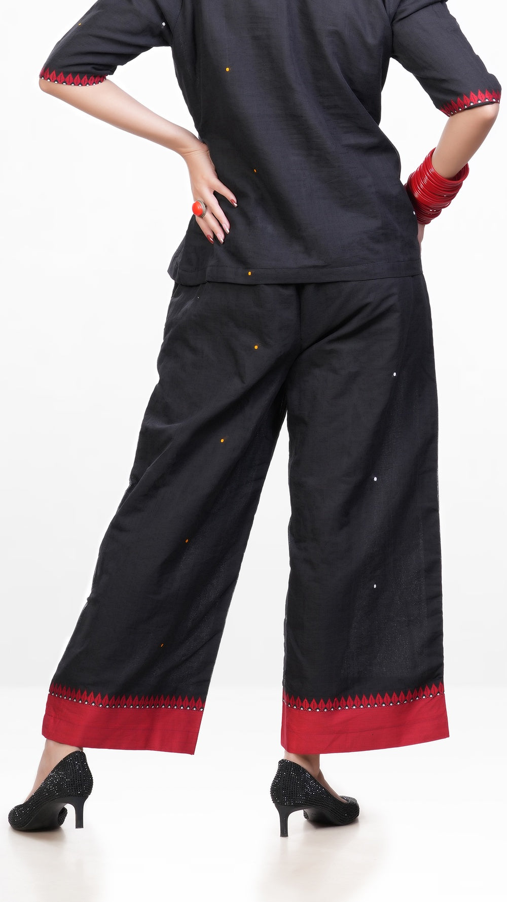 Black Red Pure Khadi Bottom Wear