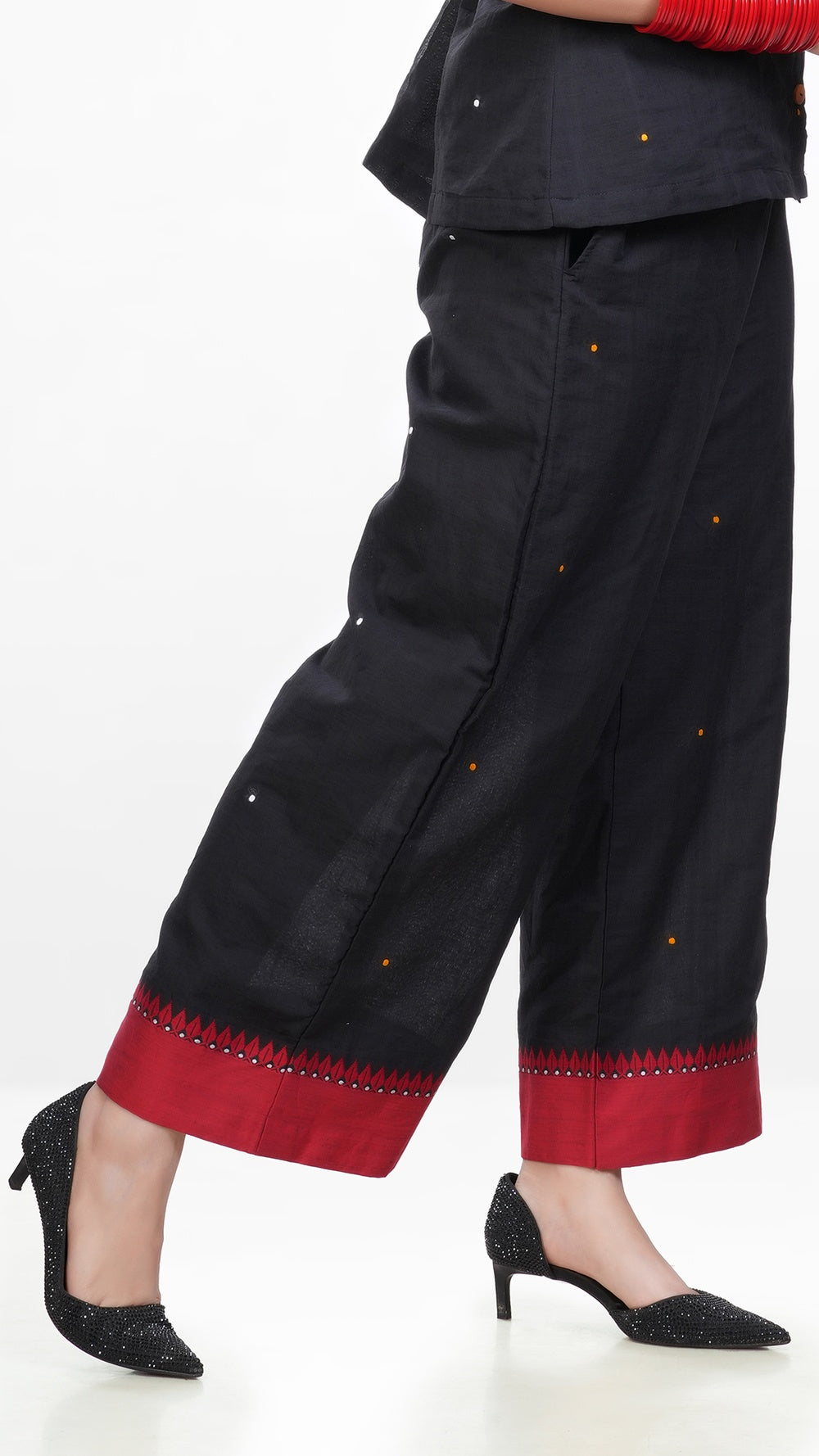 Black Red Pure Khadi Bottom Wear