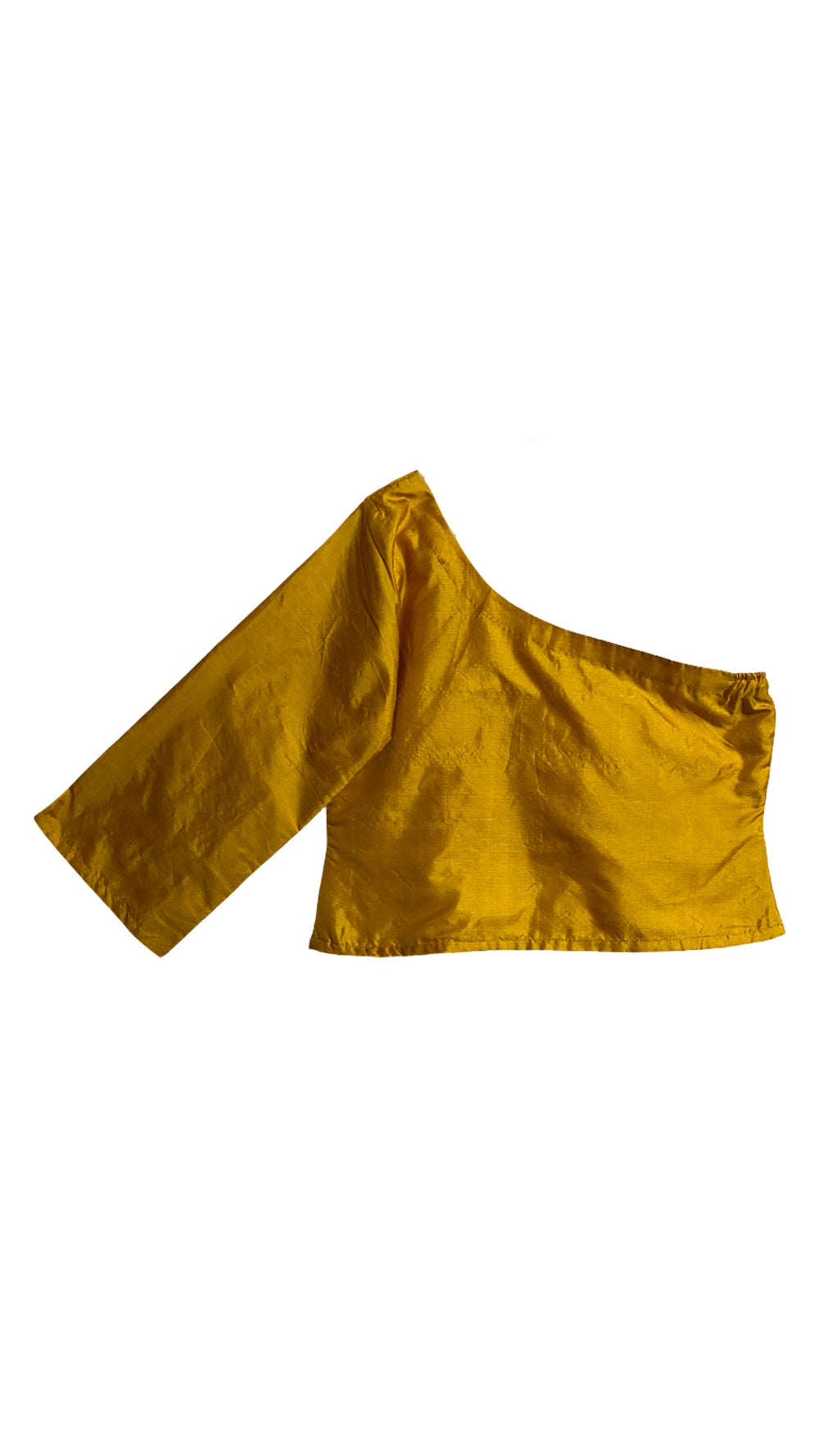 Mustard Yellow Bishnupuri Silk Off Shoulder Top
