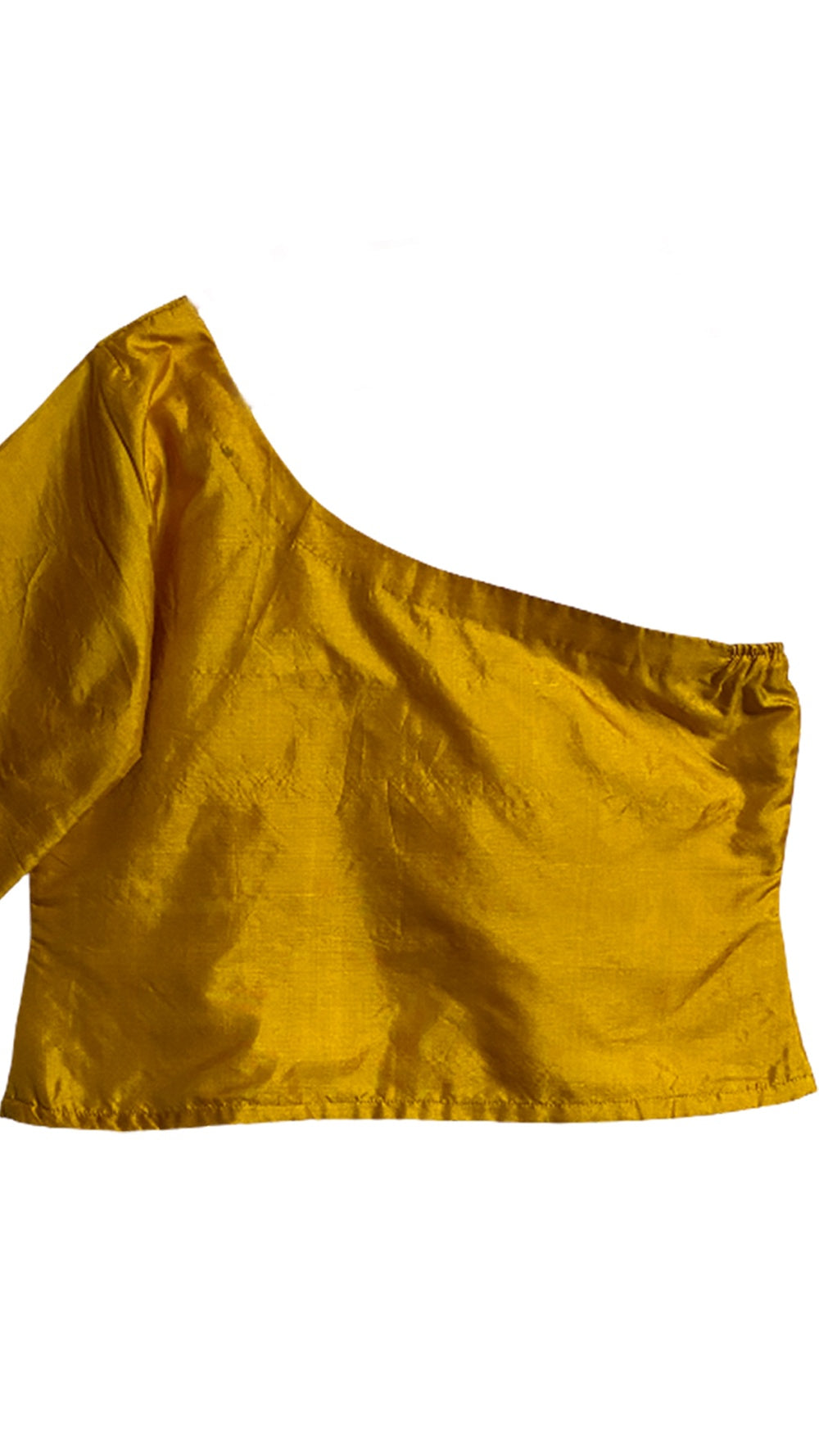 Mustard Yellow Bishnupuri Silk Off Shoulder Top
