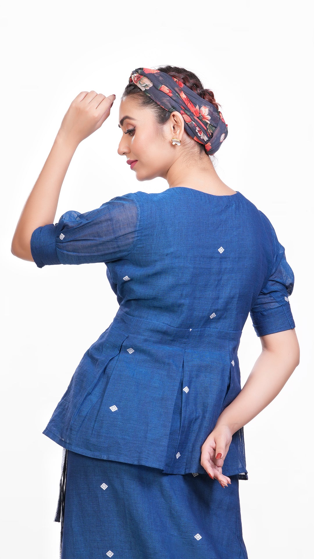 Peacock Blue khadi Top Wear