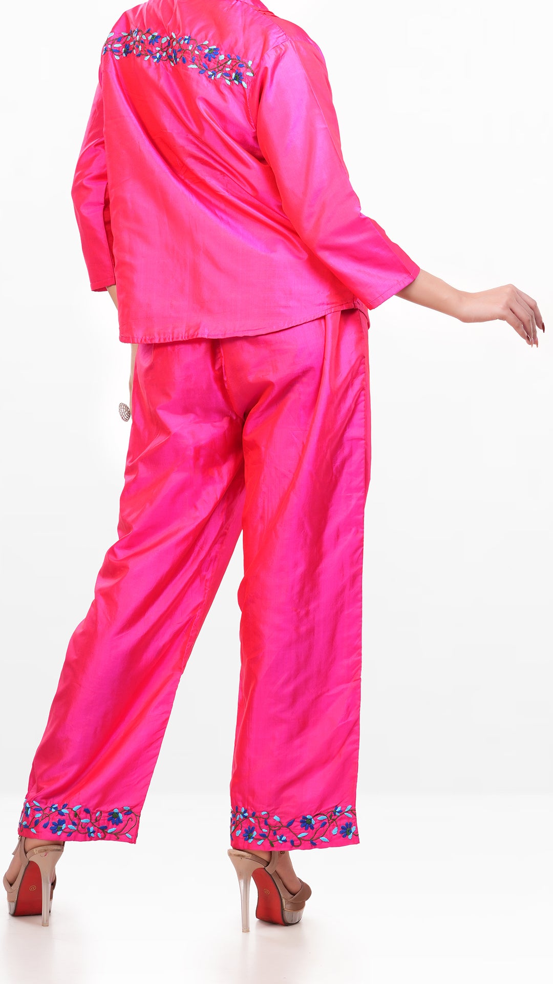 Pink Dual Toned Bangalore Silk Bottom Wear