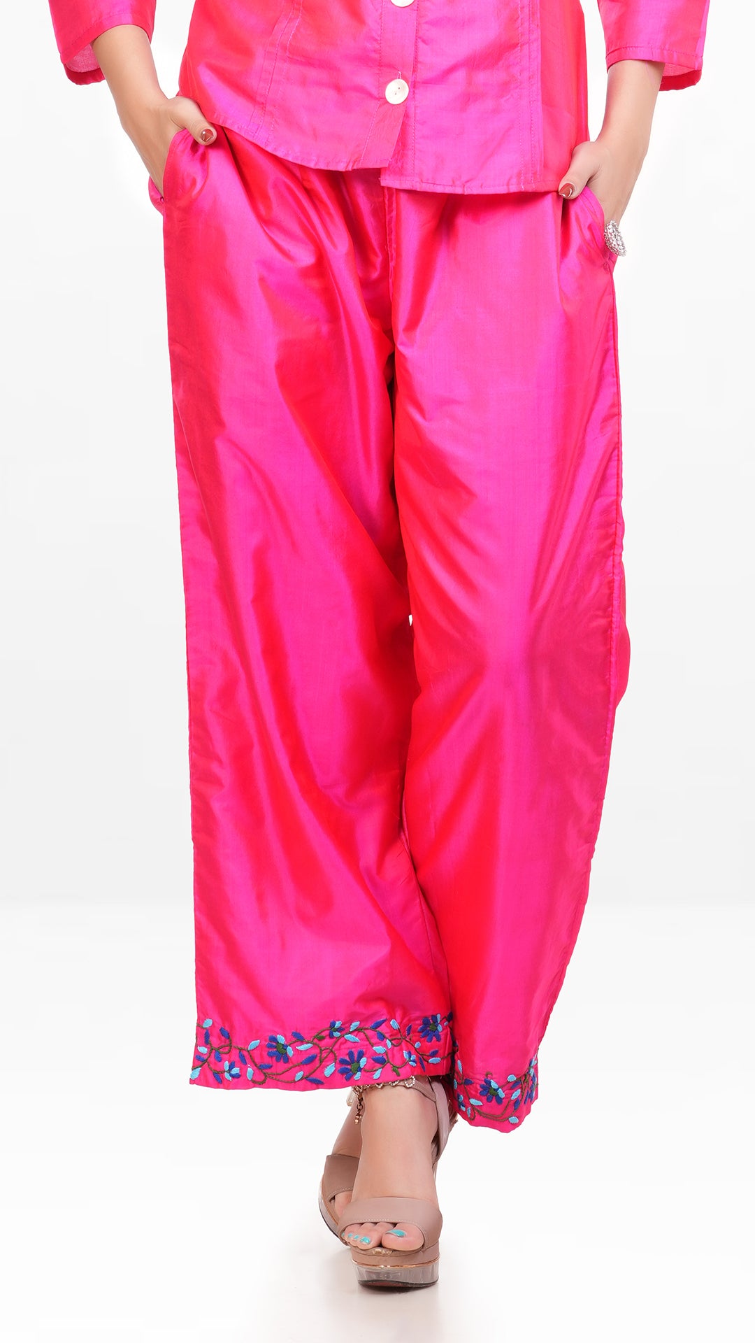 Pink Dual Toned Bangalore Silk Bottom Wear