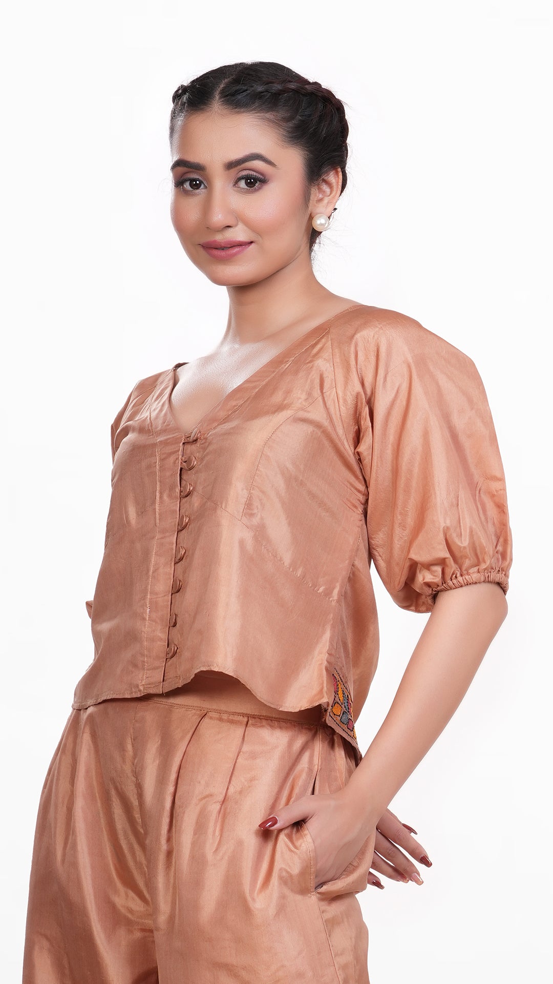 Sandal Colored Bangalore Silk Top Wear