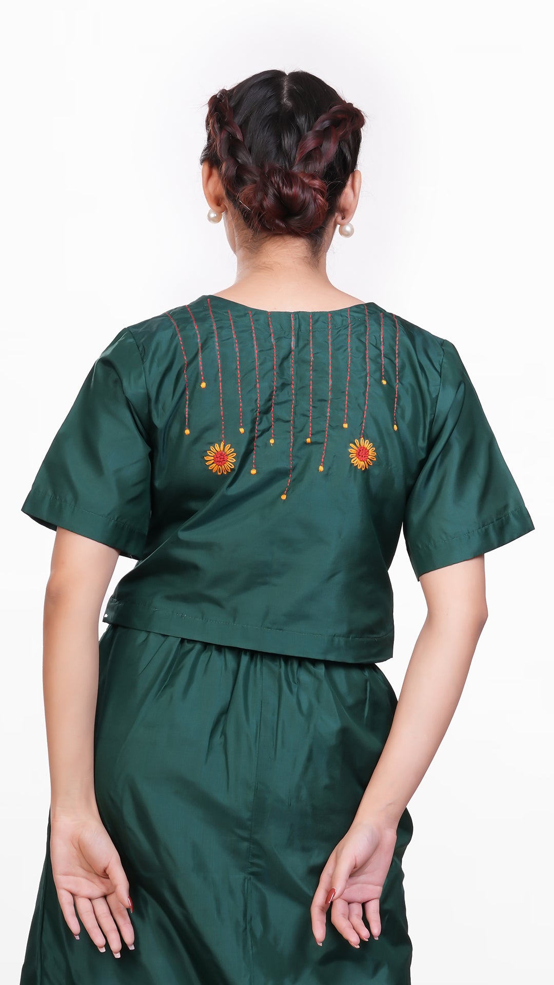 Emerald Green Bangalore Silk Top Wear