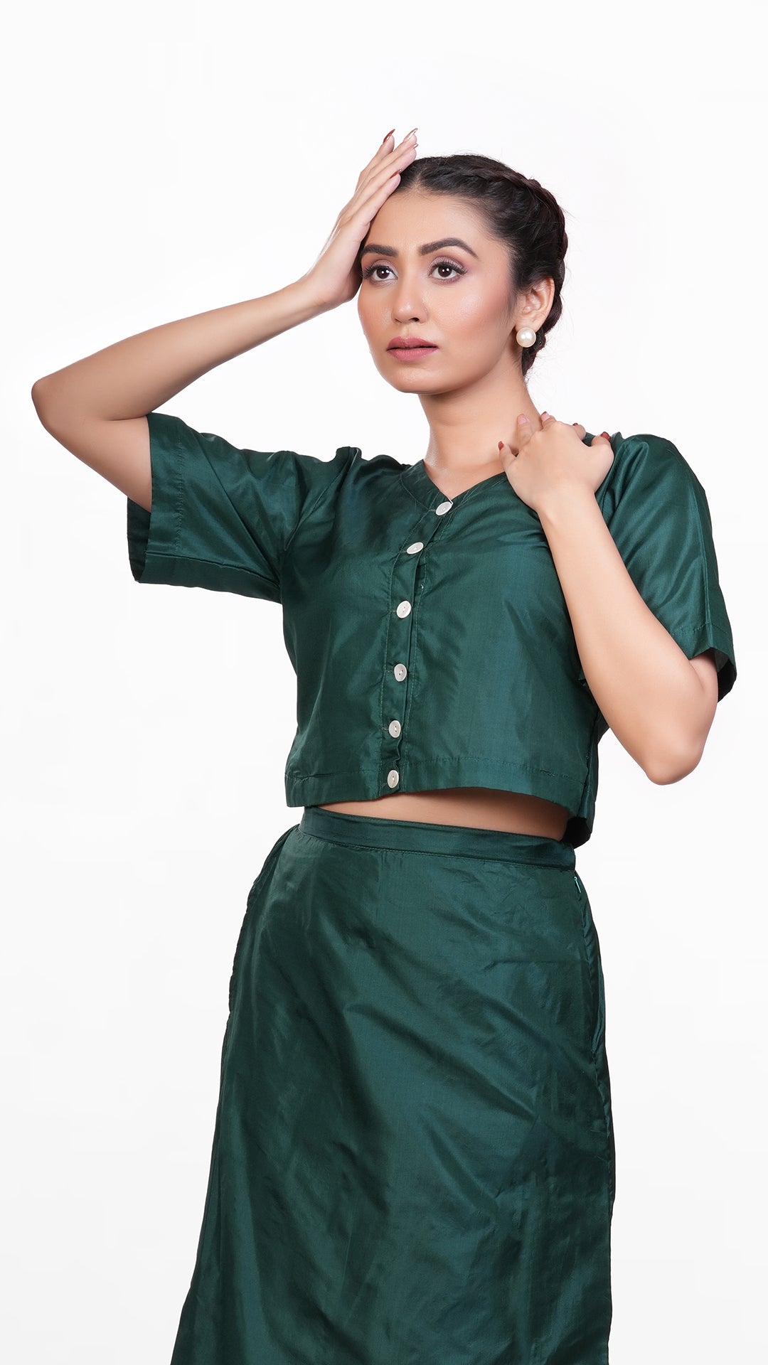 Emerald Green Bangalore Silk Top Wear