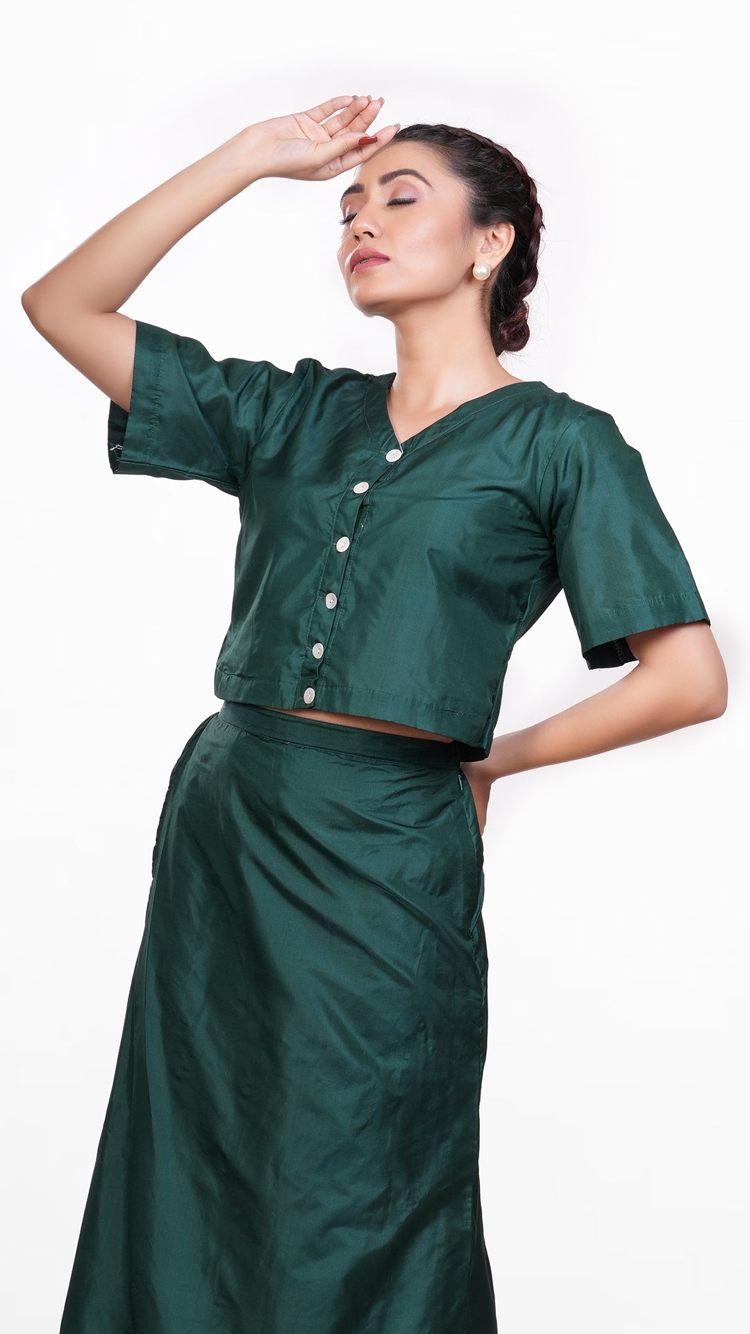 Emerald Green Bangalore Silk Top Wear