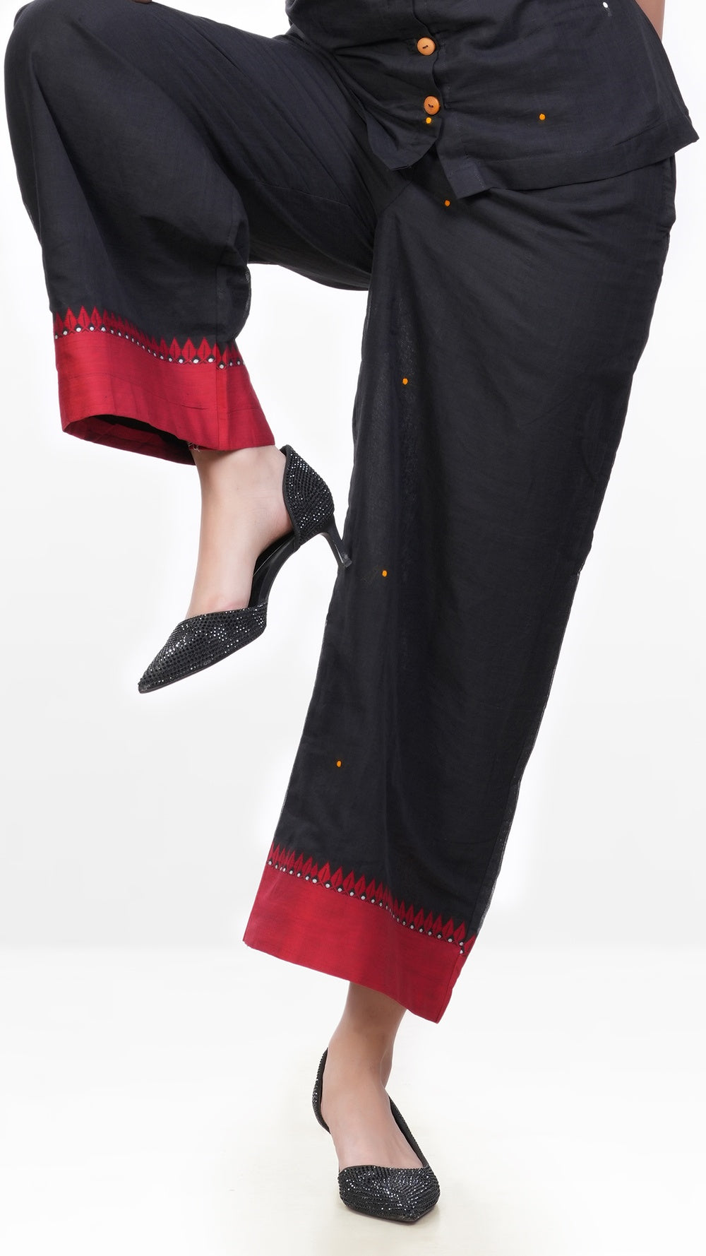 Black Red Pure Khadi Bottom Wear