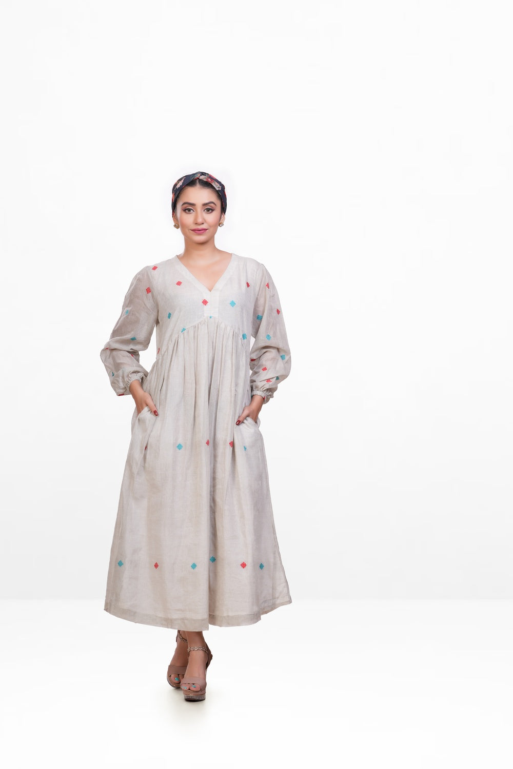 Grey Pure Khadi Dress