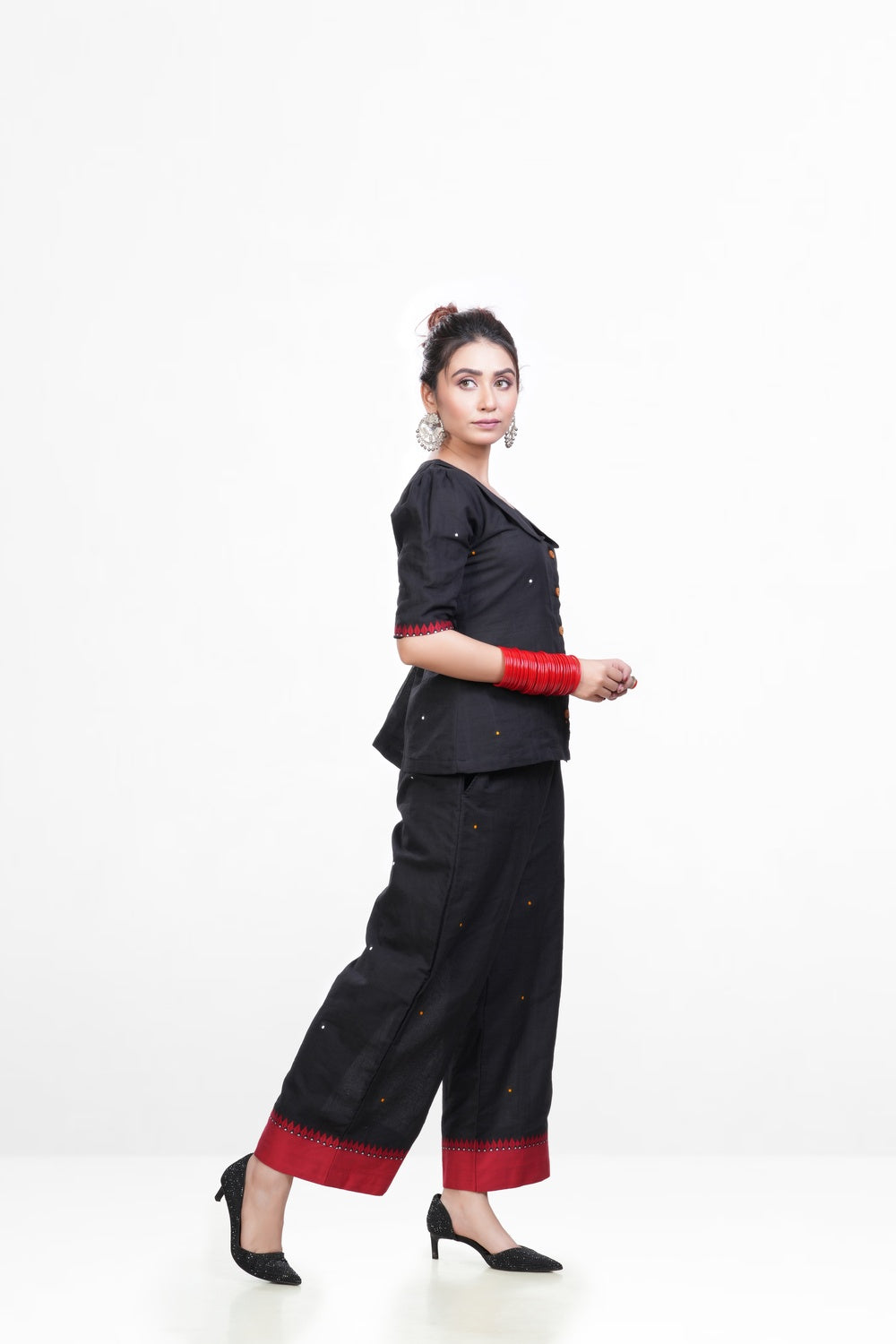 Black Red Pure Khadi Bottom Wear